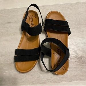 Zodiac Nuvola Comfortable Elastic Ankle Strap Sandal, size 9.5, black